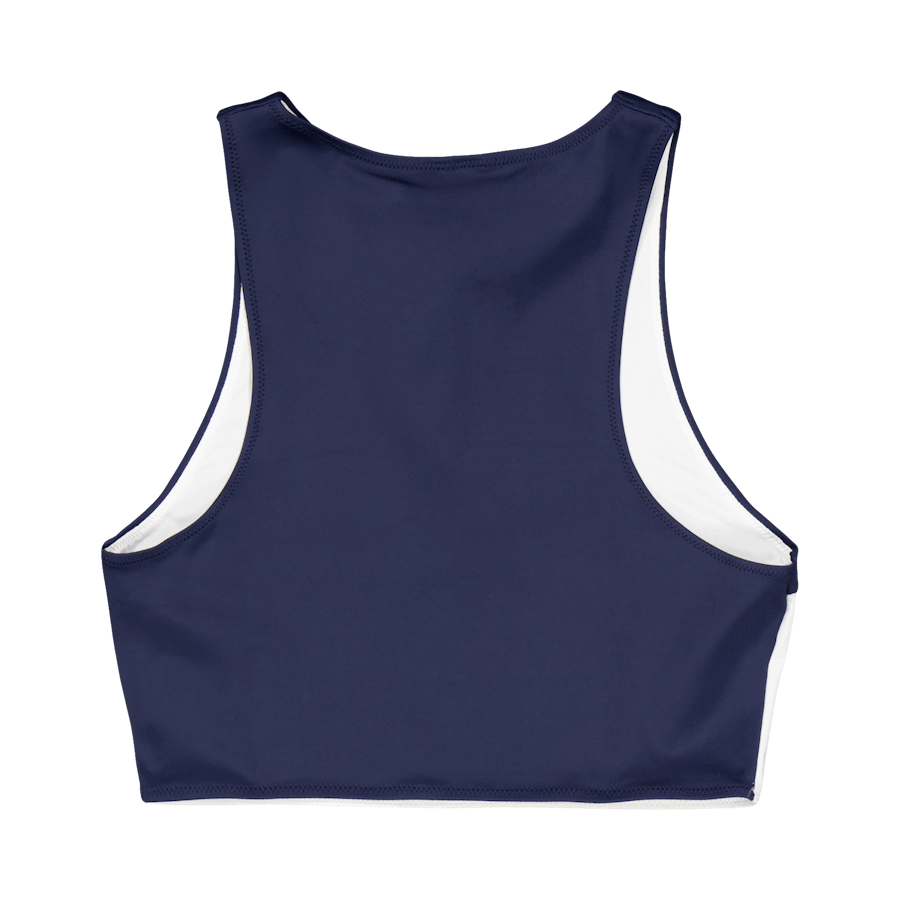 High Neck Crop Top  (ext Sizes Blue