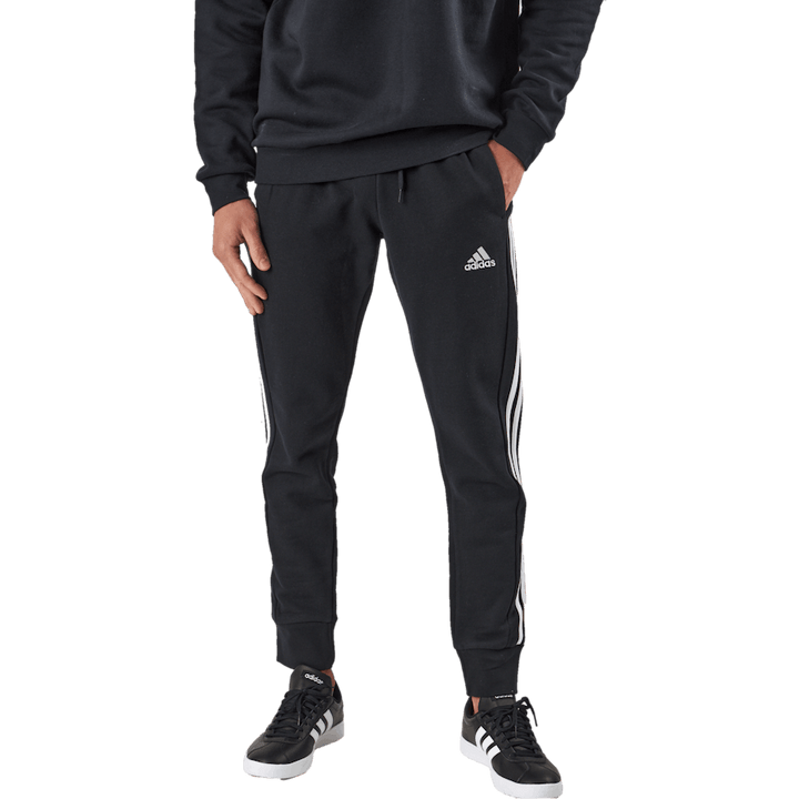 Essentials Joggerji iz francoskega frotirja z zoženimi manšetami in 3 črticami Black