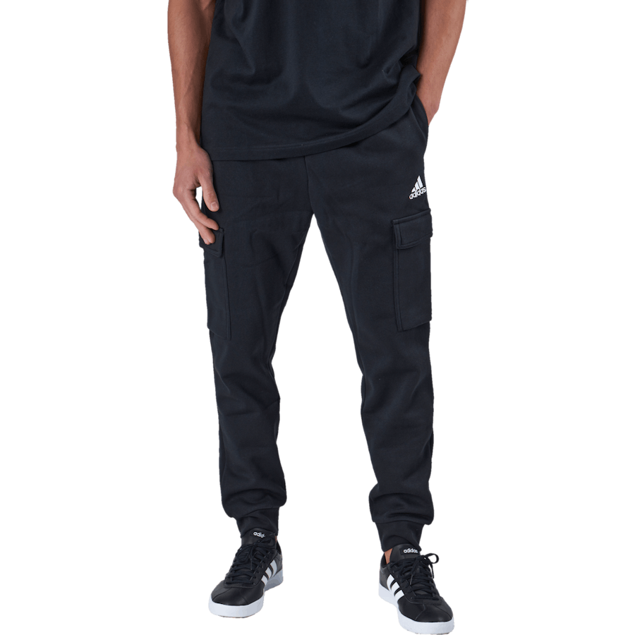 Essentials Fleece Regular Tapered Cargo Joggers Black