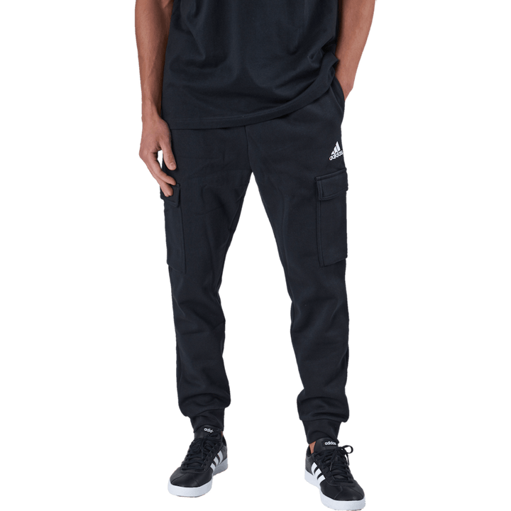 Essentials Fleece Regular Tapered Cargo Joggers Black