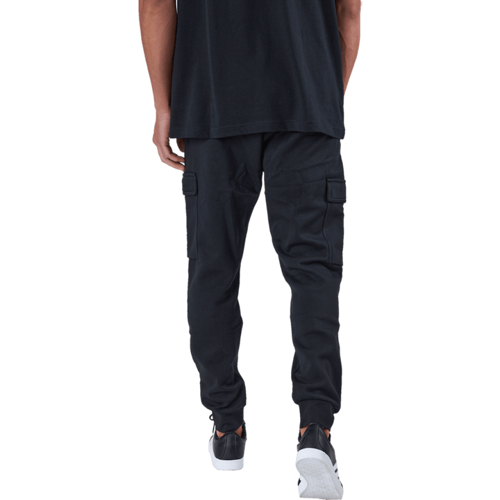 Essentials Fleece Regular Tapered Cargo Joggers Black