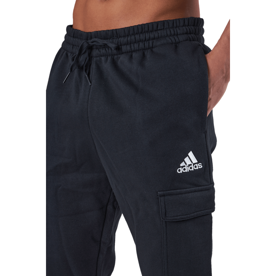 Essentials Fleece Regular Tapered Cargo Joggers Black