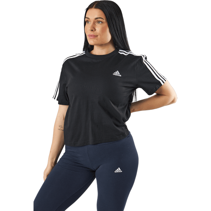 Essentials 3-Stripes Single Jersey Crop Top Nero
