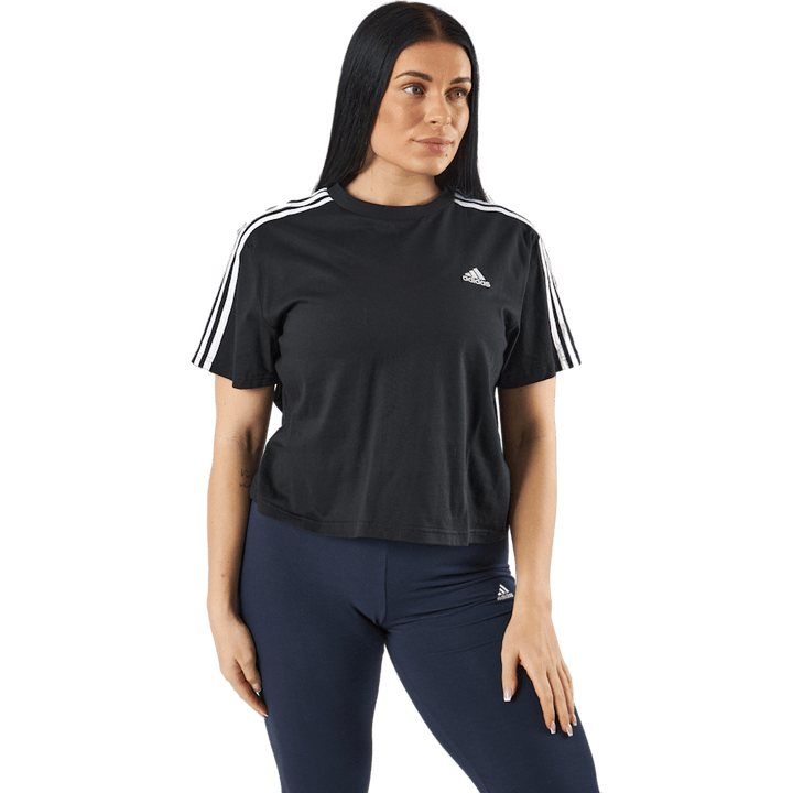 Essentials 3-Stripes Single Jersey Crop Top Nero
