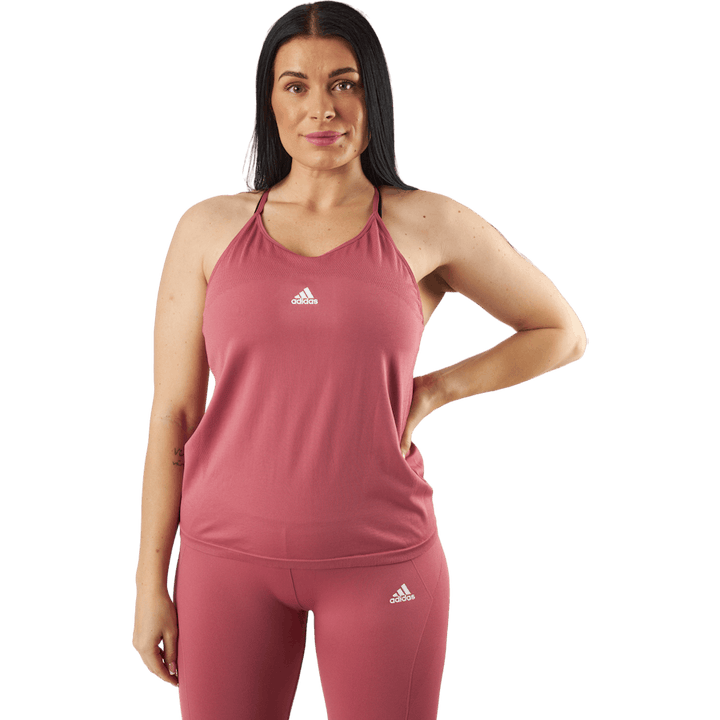 Débardeur ample sans coutures adidas AEROKNIT Rose/Blanc
