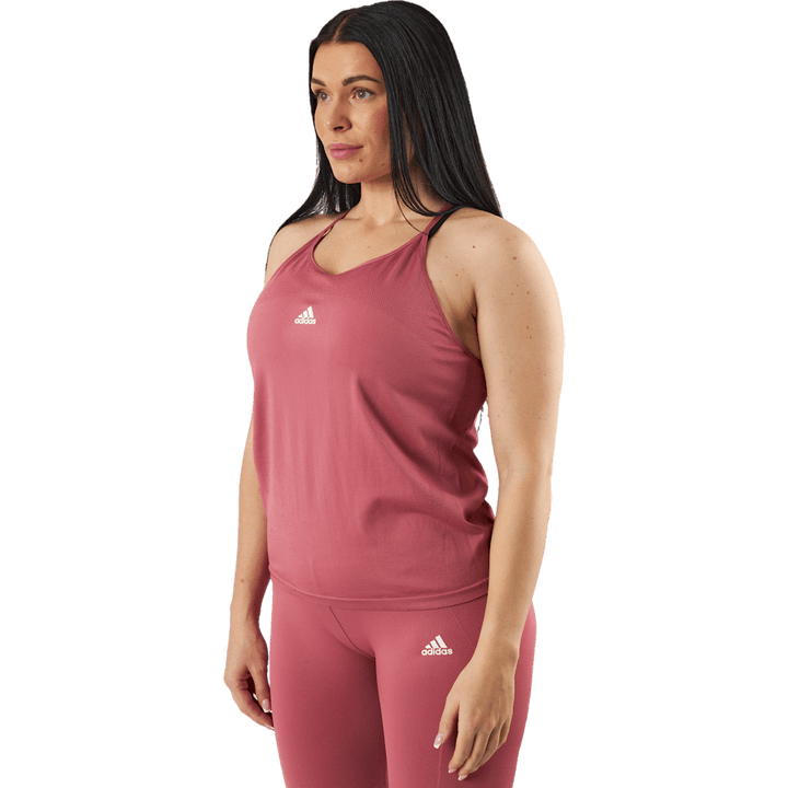 Débardeur ample sans coutures adidas AEROKNIT Rose/Blanc