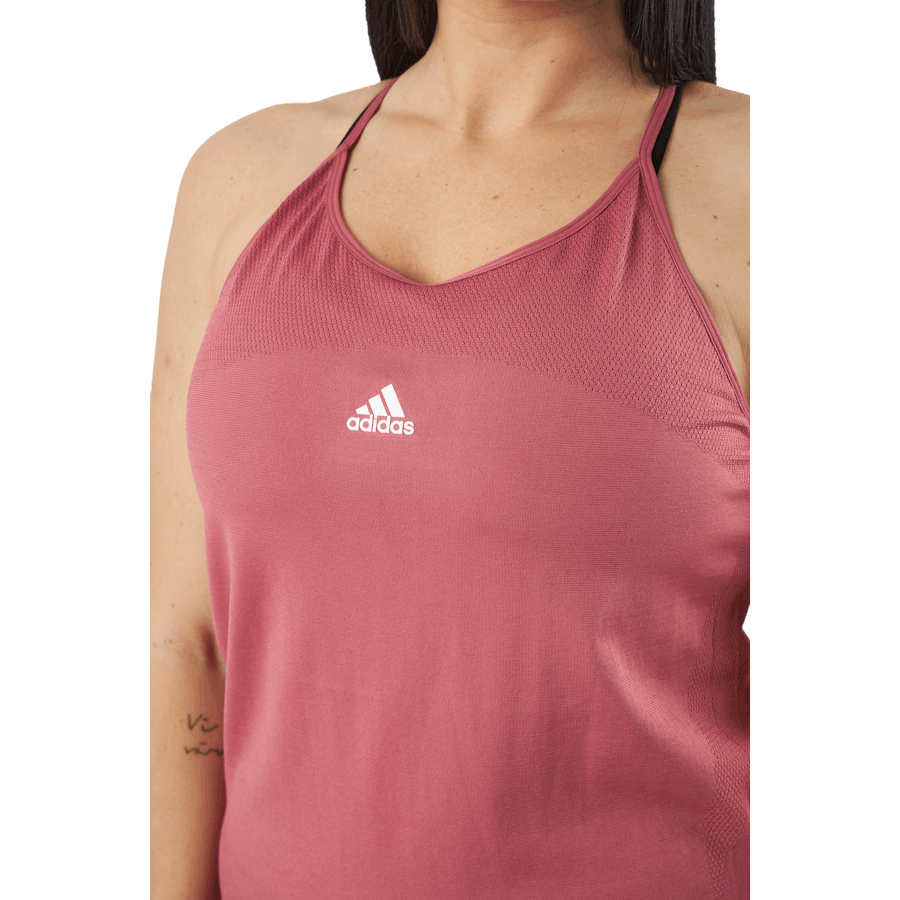 Débardeur ample sans coutures adidas AEROKNIT Rose/Blanc