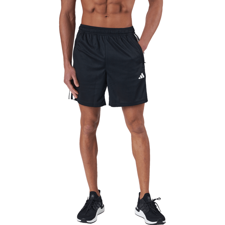 Train Essentials Piqué 3-Stripes Training Shorts Black