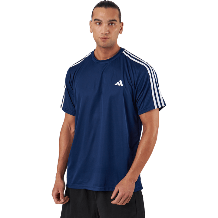 T-shirt d'entraînement Train Essentials 3-Stripes bleu foncé / blanc