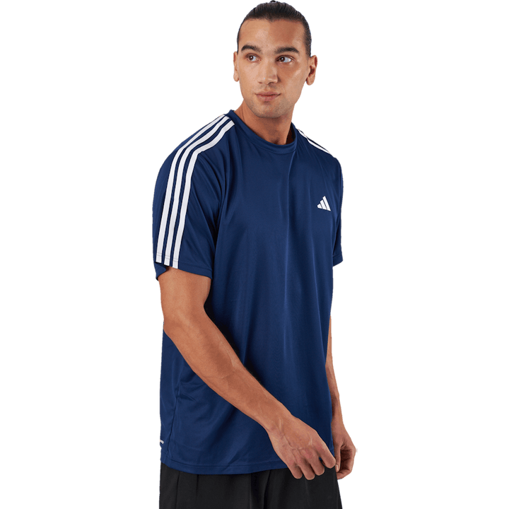 T-shirt d'entraînement Train Essentials 3-Stripes bleu foncé / blanc
