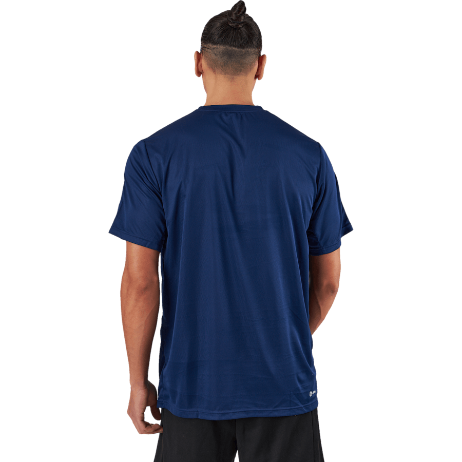 T-shirt d'entraînement Train Essentials 3-Stripes bleu foncé / blanc