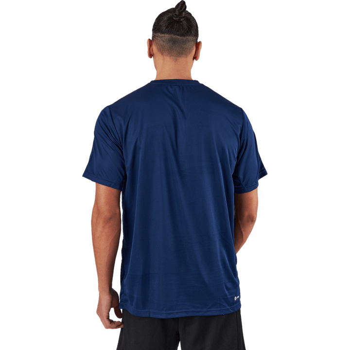 T-shirt d'entraînement Train Essentials 3-Stripes bleu foncé / blanc