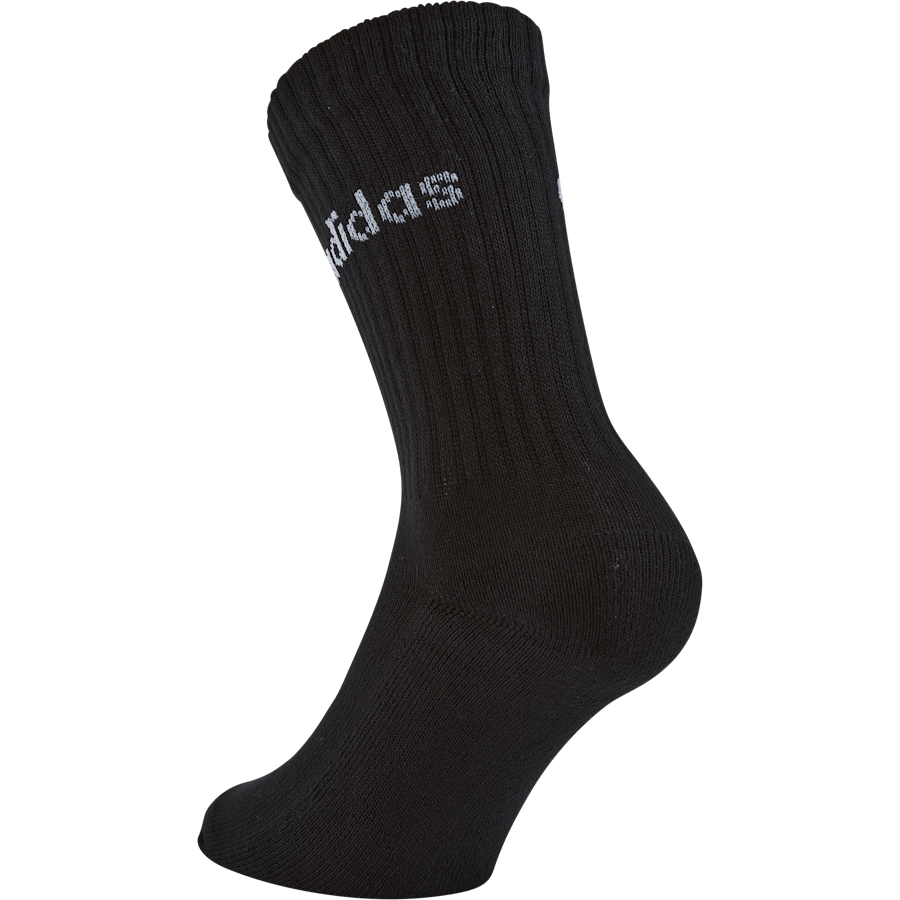 Linear Crew Cushioned Socks 3 Pairs Black / White