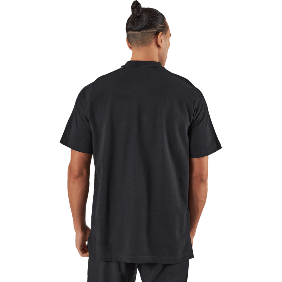 Essentials Piqué Gesticktes Kleines Logo 3-Streifen Poloshirt Schwarz