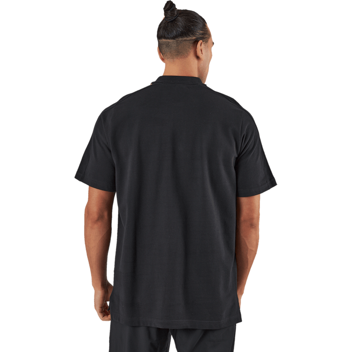 Essentials Piqué Gesticktes Kleines Logo 3-Streifen Poloshirt Schwarz