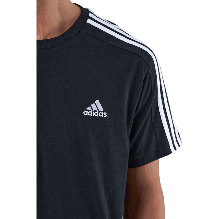Essentials Single Jersey 3-Streifen T-Shirt Schwarz