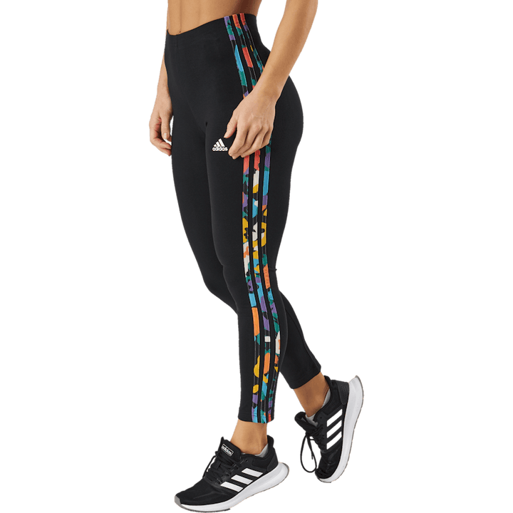 Essentials 3-Stripes Leggings a vita alta in jersey singolo nero