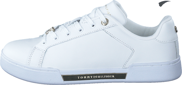 Court Sneaker mit Spitze Hardwa Weiß Gold