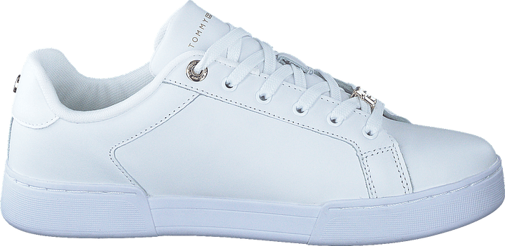 Court Sneaker mit Spitze Hardwa Weiß Gold