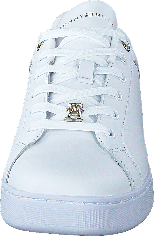 Court Sneaker mit Spitze Hardwa Weiß Gold