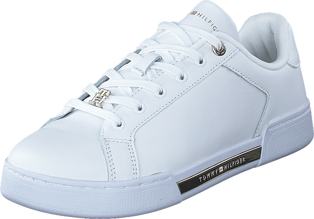 Court Sneaker mit Spitze Hardwa Weiß Gold