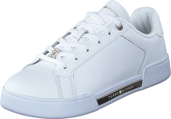 Court Sneaker mit Spitze Hardwa Weiß Gold