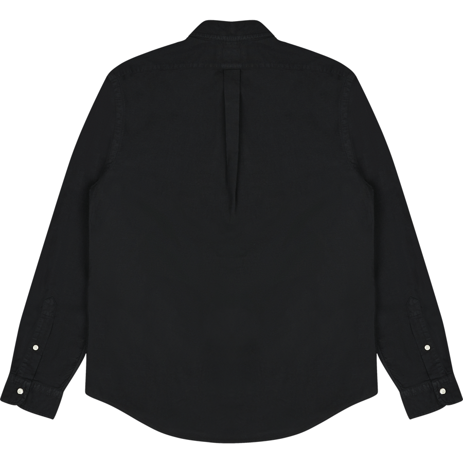 Slim Fit Garment-Dyed Oxford Shirt Polo Black