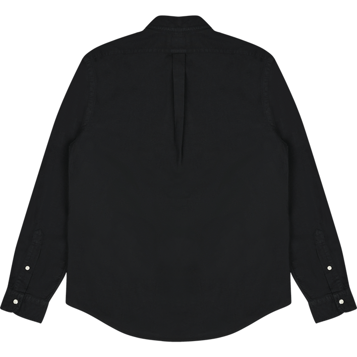 Slim Fit Garment-Dyed Oxford Shirt Polo Black
