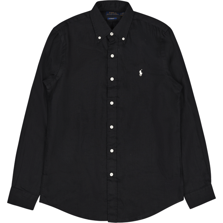 Camicia in lino Polo nera dal taglio personalizzato