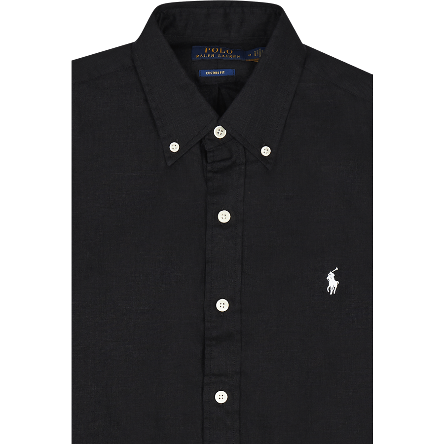 Camicia in lino Polo nera dal taglio personalizzato