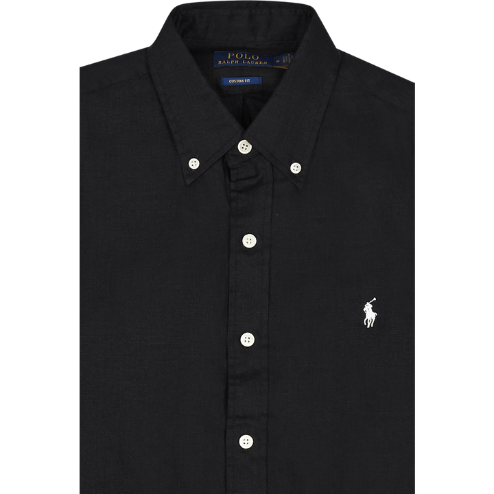 Camicia in lino Polo nera dal taglio personalizzato