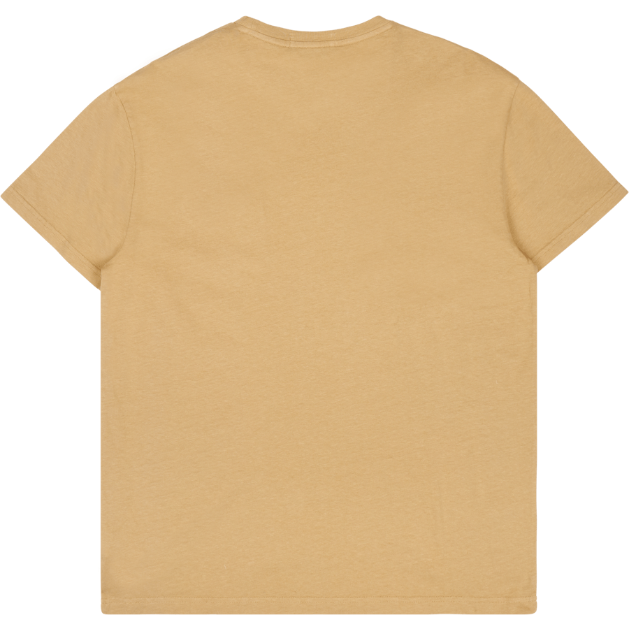 T-shirt coupe classique en coton et lin avec poche, kaki vintage