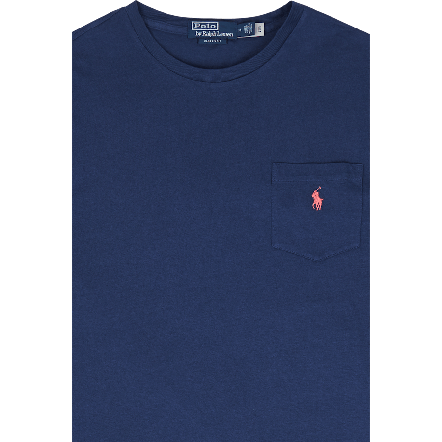Classic Fit Cotton-Linen Pocket T-Shirt Light Navy