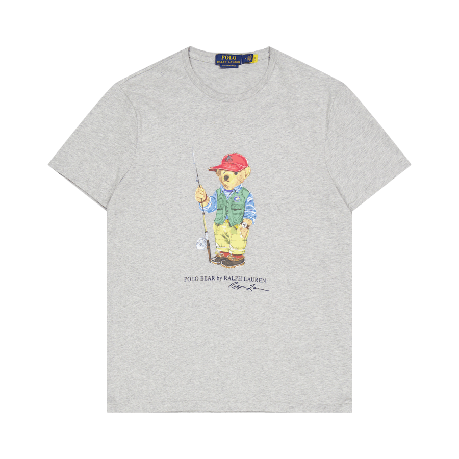 Polo Ralph Lauren Custom Slim Fit Crew Neck T-sh Sp23 Andover Htr Fishing Bear