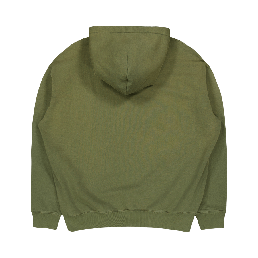 Gestickte Grafik Fleece Hoodie Dark Sage