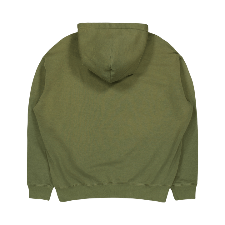 Gestickte Grafik Fleece Hoodie Dark Sage