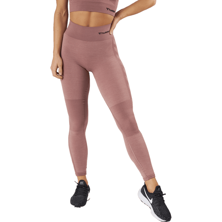 Hmlclea Seamless Mid Waist Tig Woodrose/rose Taupe Melange