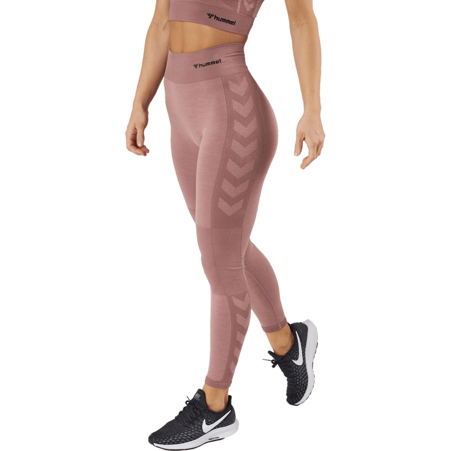 Hmlclea Seamless Mid Waist Tig Woodrose/rose Taupe Melange