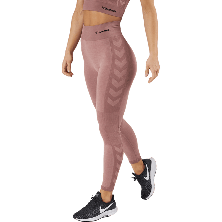 Hmlclea Seamless Mid Waist Tig Woodrose/rose Taupe Melange