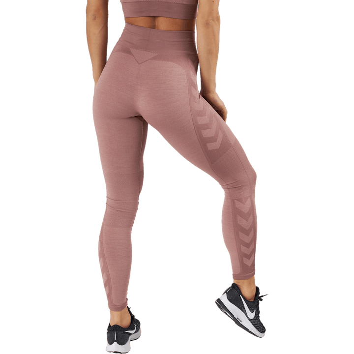 Hmlclea Seamless Mid Waist Tig Woodrose/rose Taupe Melange