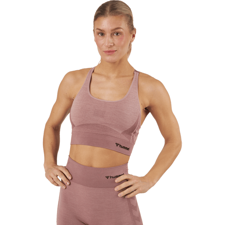 Hmlclea Top sportivo senza cuciture Woodrose/rose Taupe Melange