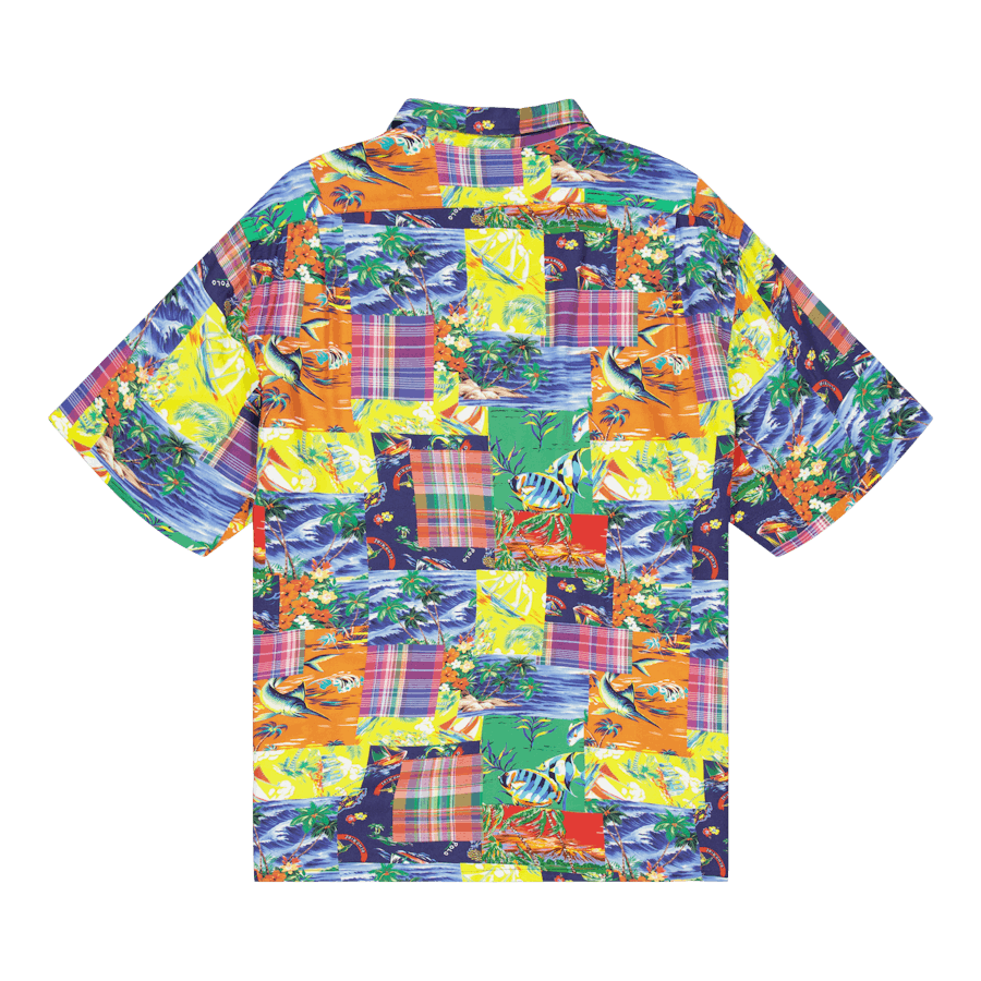 Classic Fit Patchwork Poplin Camp Shirt High Tide Patchwork