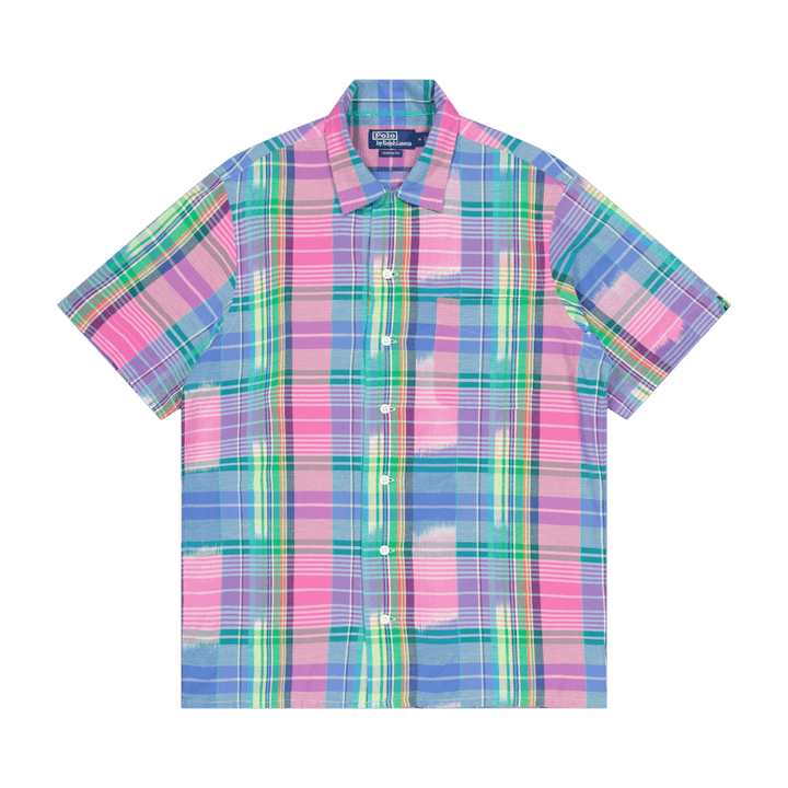 Klassisch geschnittenes Madras Camp-Hemd aus Baumwolle Rosa/Royal Multi