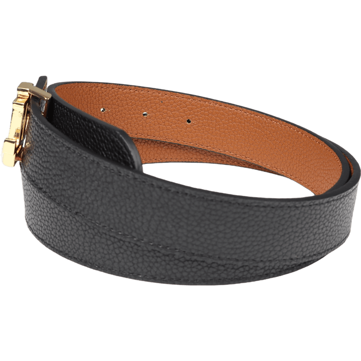 Reversible Logo Leather Belt Blk/Tan