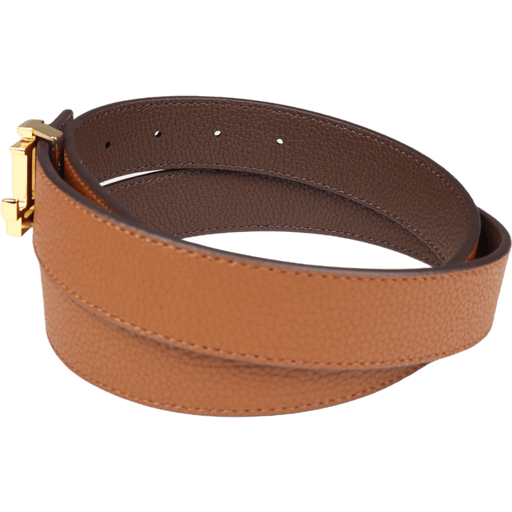 Reversible Logo Leather Belt Ltn/Dkbr