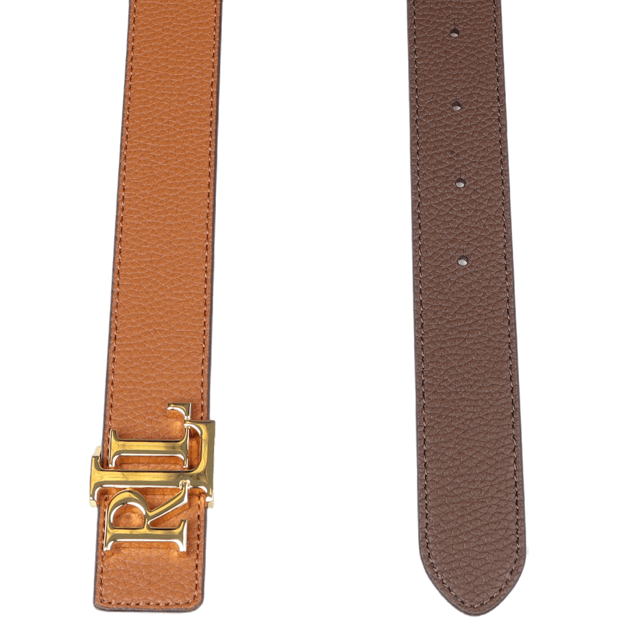 Reversible Logo Leather Belt Ltn/Dkbr