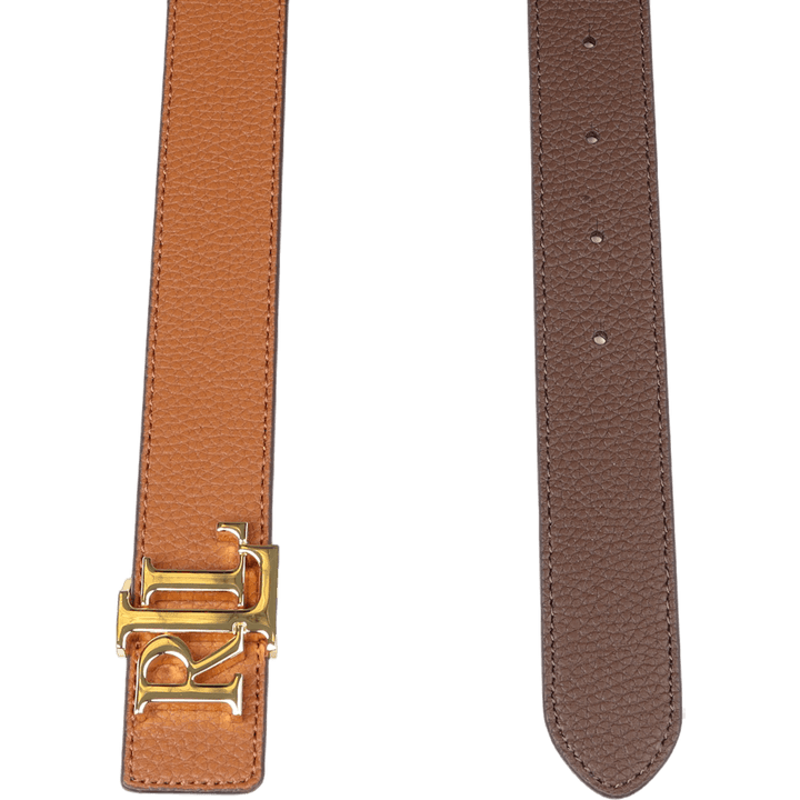 Reversible Logo Leather Belt Ltn/Dkbr