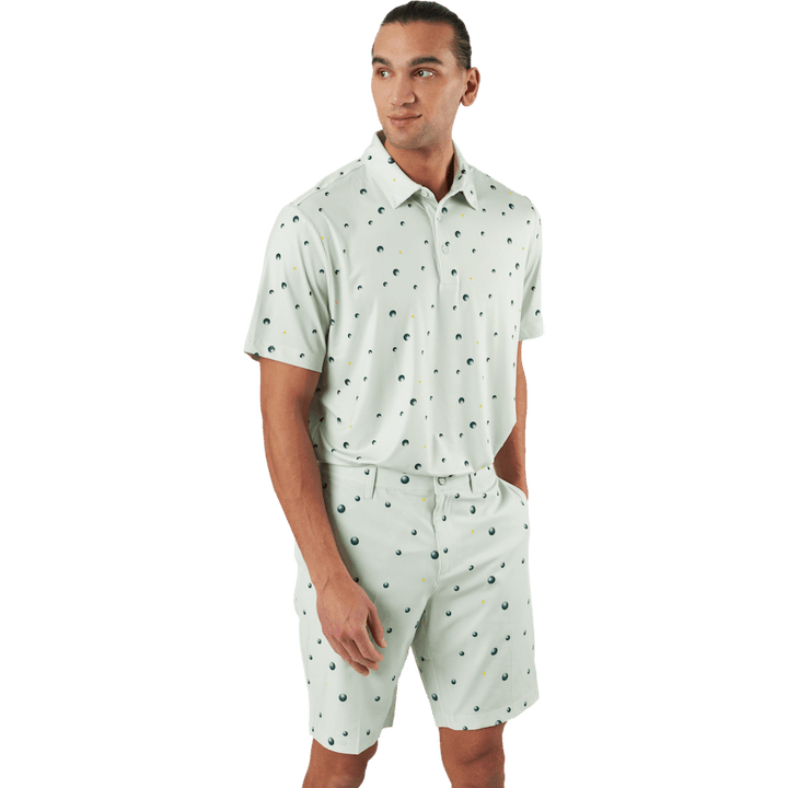Ultimate365 Allover Print Golf Polo Shirt Linen Green / Shadow Green / Impact Yellow