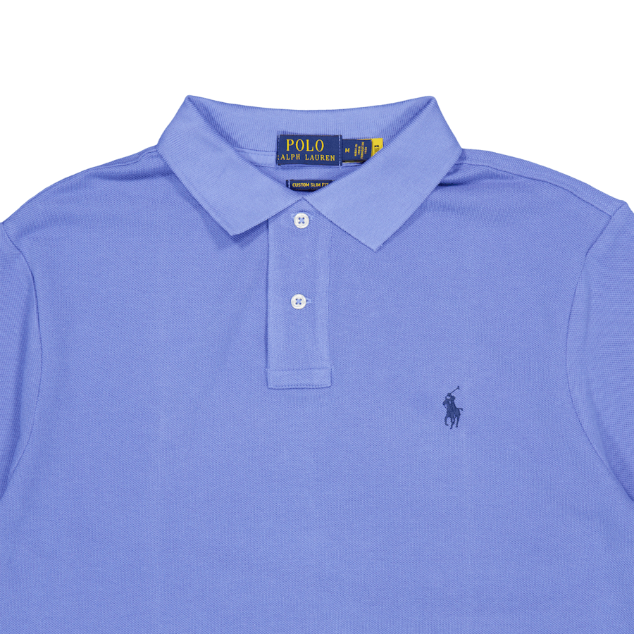 Custom Slim Fit Mesh Polo Shirt Harbor Island Blau