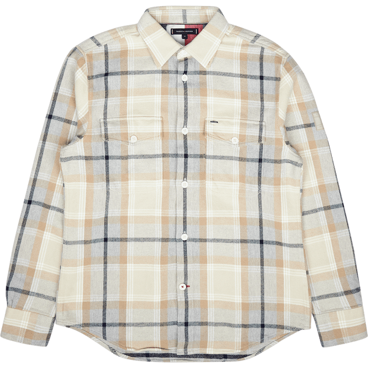 Kartáčovaná kostkovaná svrchní košile 0ms Light Grey / Multi